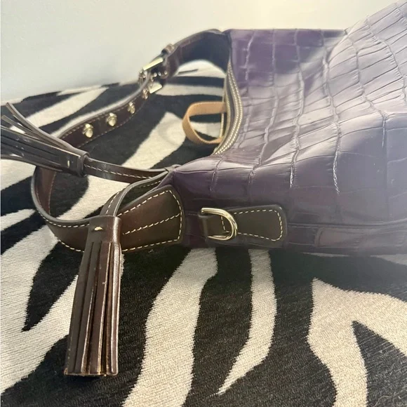 Dooney & Bourke Plum Croc-Embossed Shoulder Bag - Picture 11 of 15